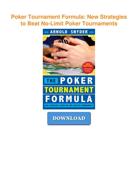 poker tournament strategy pdf.